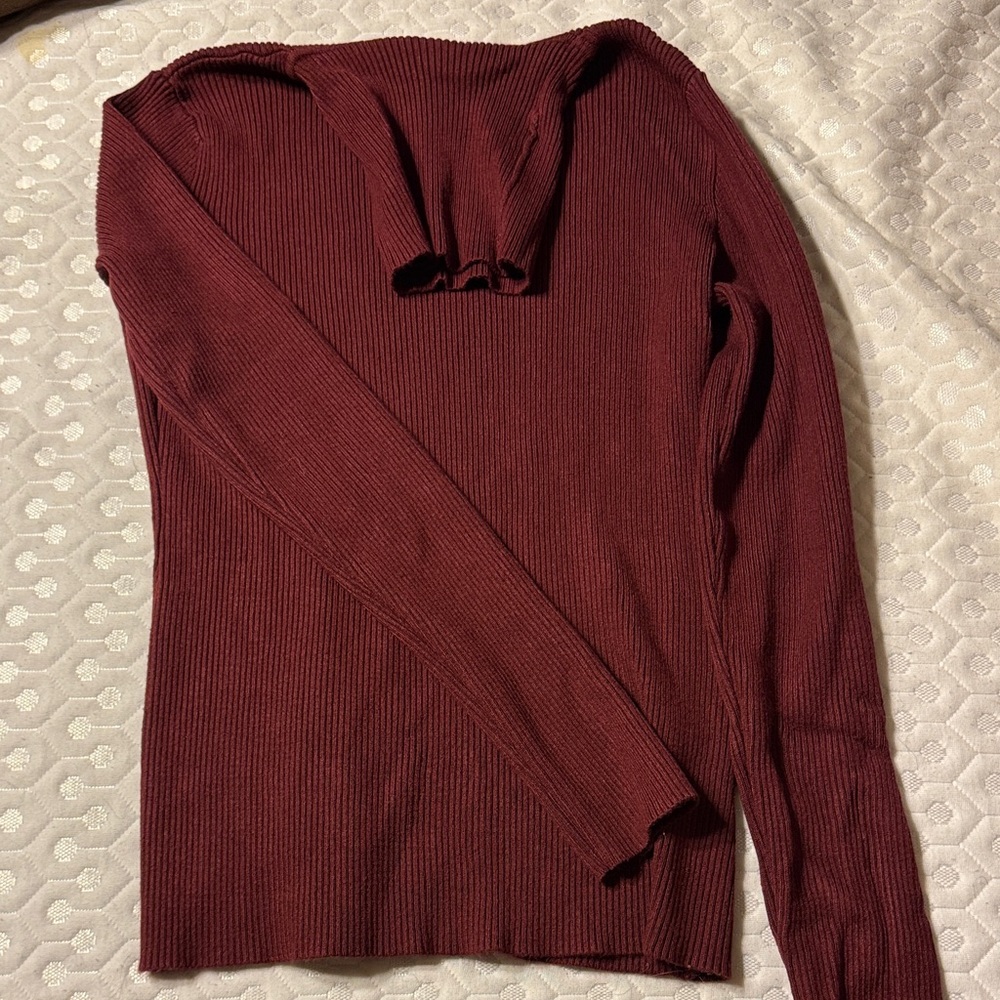 Cielo Off-the-Shoulder Burgundy Sweater